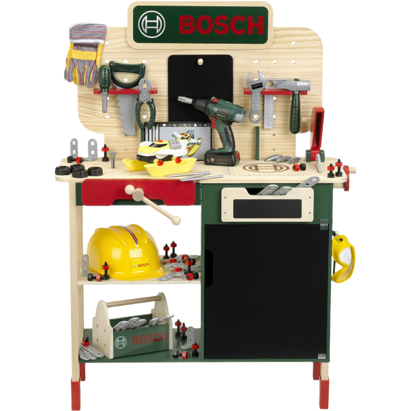Klein Bosch Établi en Bois 8734 avec Outils Électroniques et Accessoires