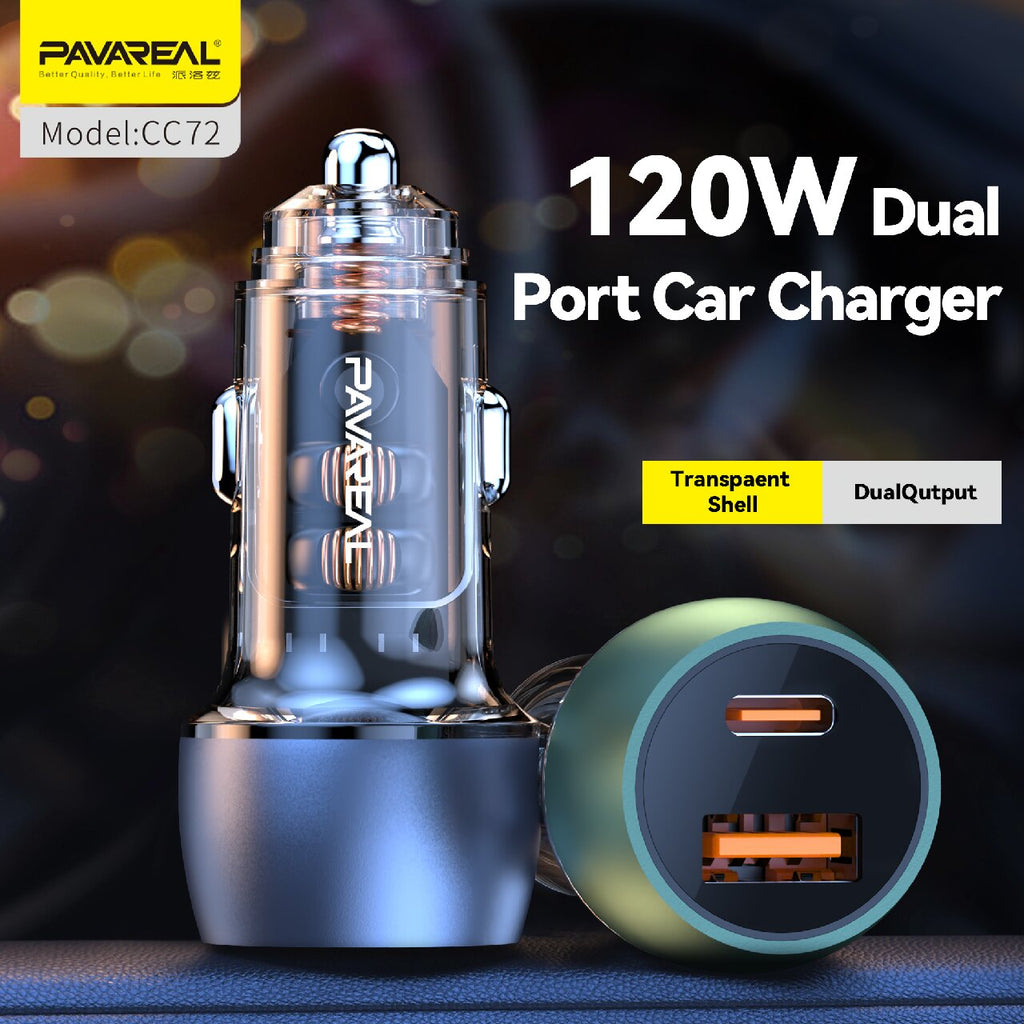 PAVAREAL CC72 Chargeur de voiture PD 20 W + 100 W, Compatible avec la charge rapide des séries iPad, Samsung, iPhone
