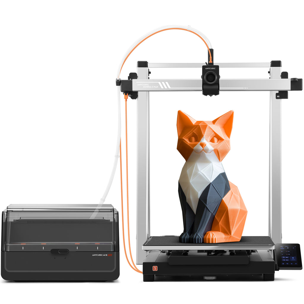 ANYCUBIC Kobra 3 Max Combo imprimante 3D compatible filament multicolore, vitesse 600 mm/s - volume d'impression 420 × 420 × 500 mm