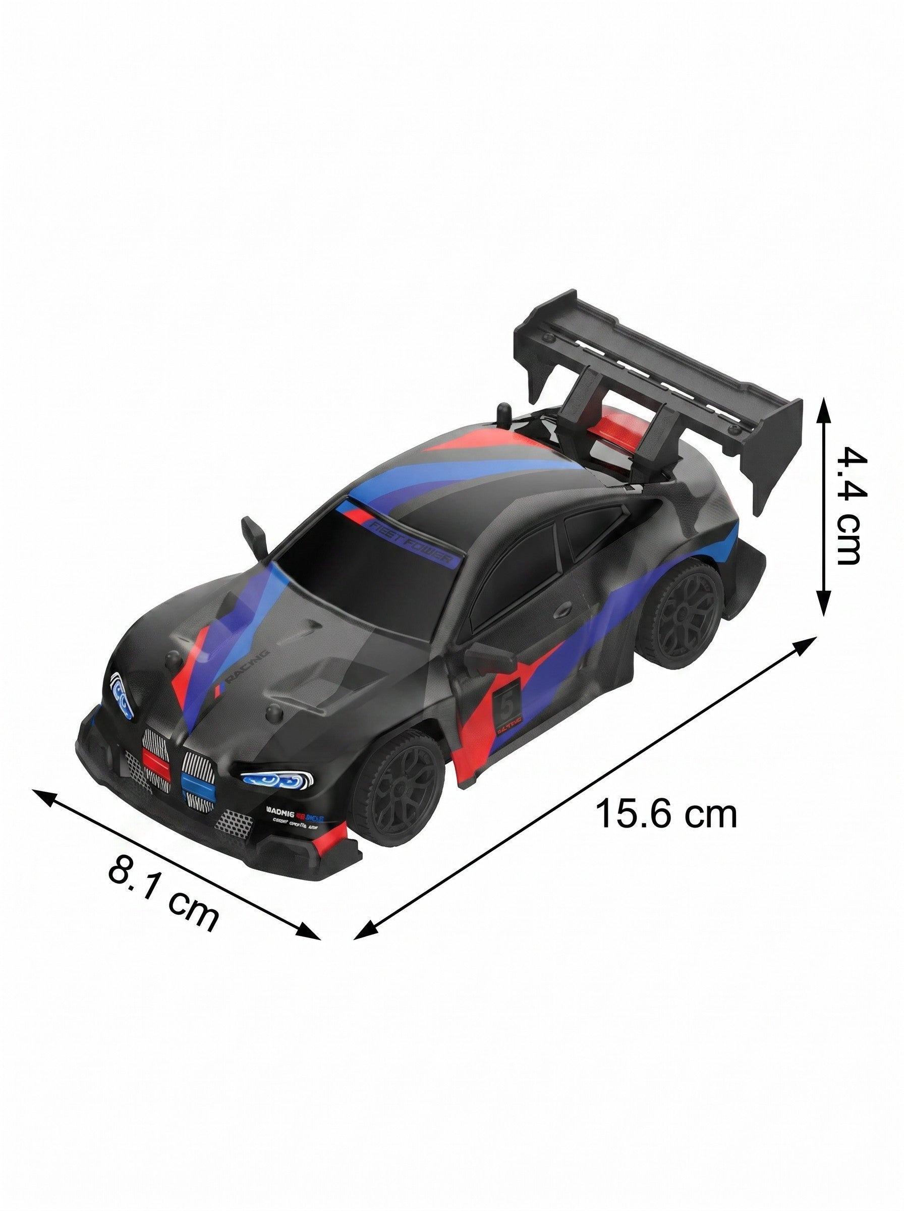 Voiture de Drift RC 4WD BMW 1:24, Contrôle Proportionnel 2,4 g, Lumières LED & Pneus Doubles, Jouet de Loisirs pour Enfants à Longue Portée de 50 m, One Piece en Noir