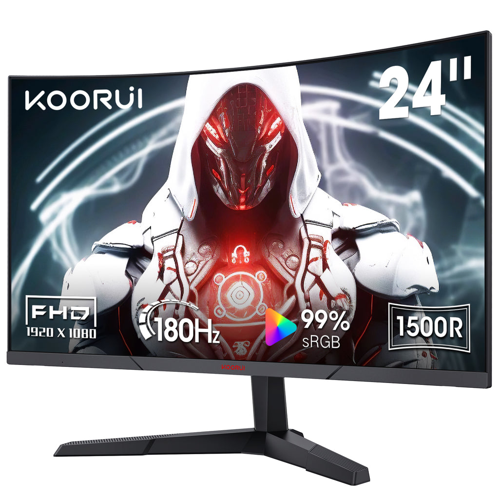 KOORUI 24E6CA – Moniteur de jeu incurvé VA FHD 180 Hz 23,6", Moniteur de jeu incurvé KTC 24E6CA 23,6 pouces rouge-noir, Moniteur d'ordinateur incurvé VA FHD 1920×1080 1500R