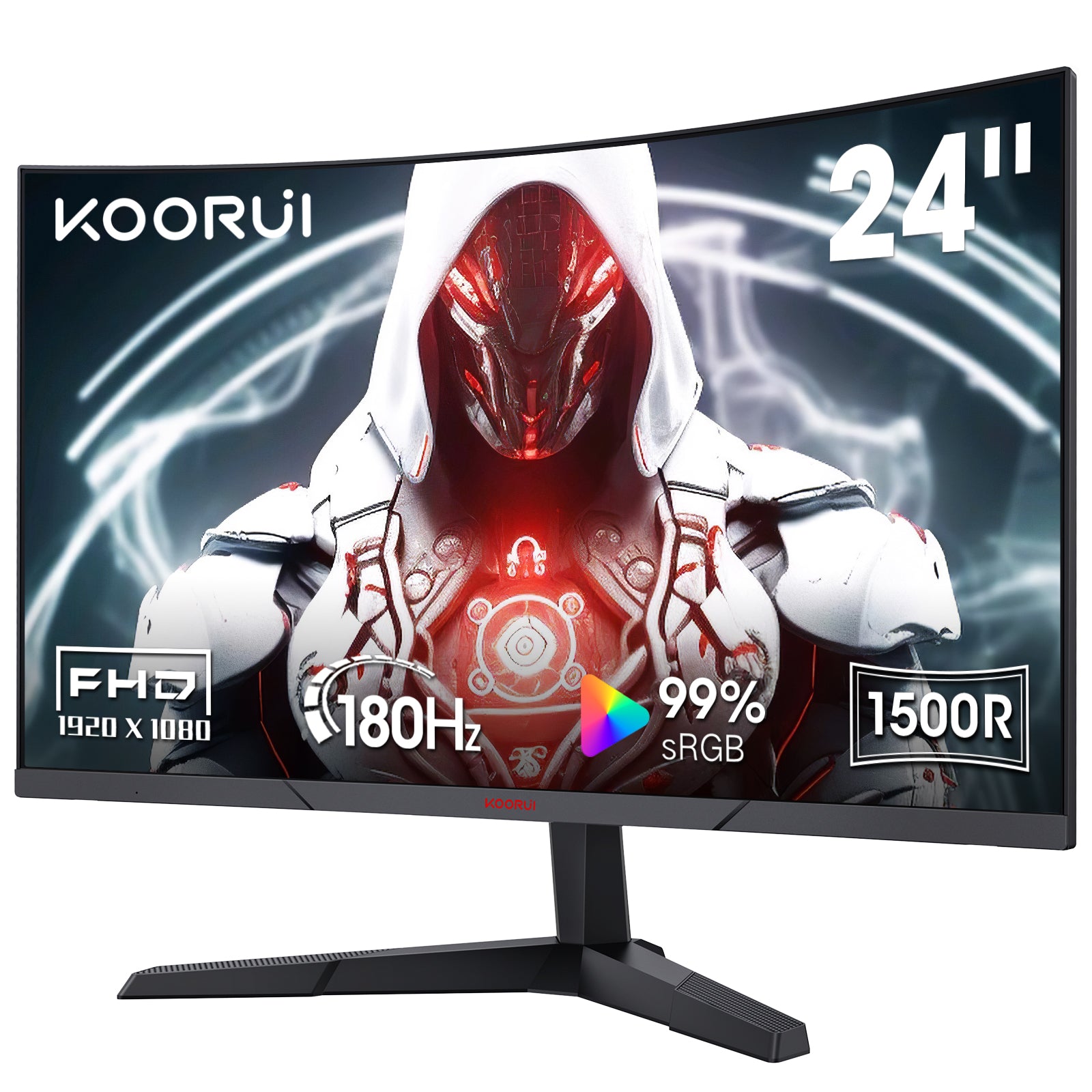 KOORUI 24E6CA – Moniteur de jeu incurvé VA FHD 180 Hz 23,6", Moniteur de jeu incurvé KTC 24E6CA 23,6 pouces rouge-noir, Moniteur d'ordinateur incurvé VA FHD 1920×1080 1500R