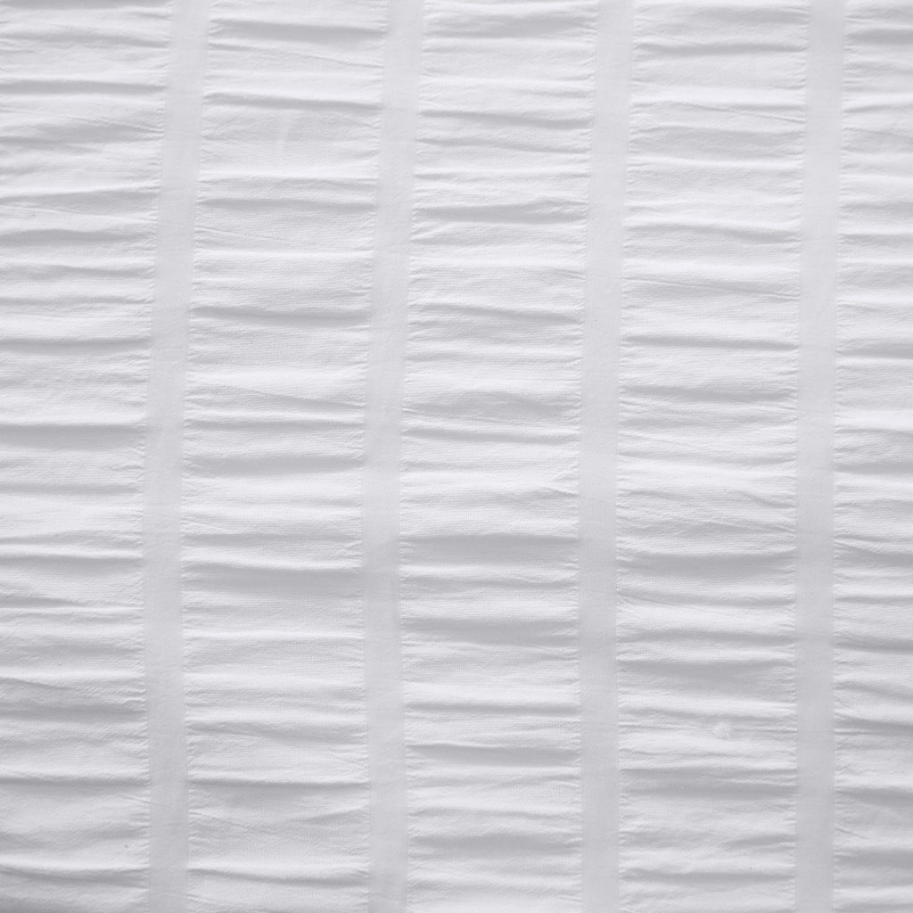 MEEALLHOME Parure de lit Seersucker blanc - 1 housse 155 x 220 cm et 2 taies 80 x 80 cm