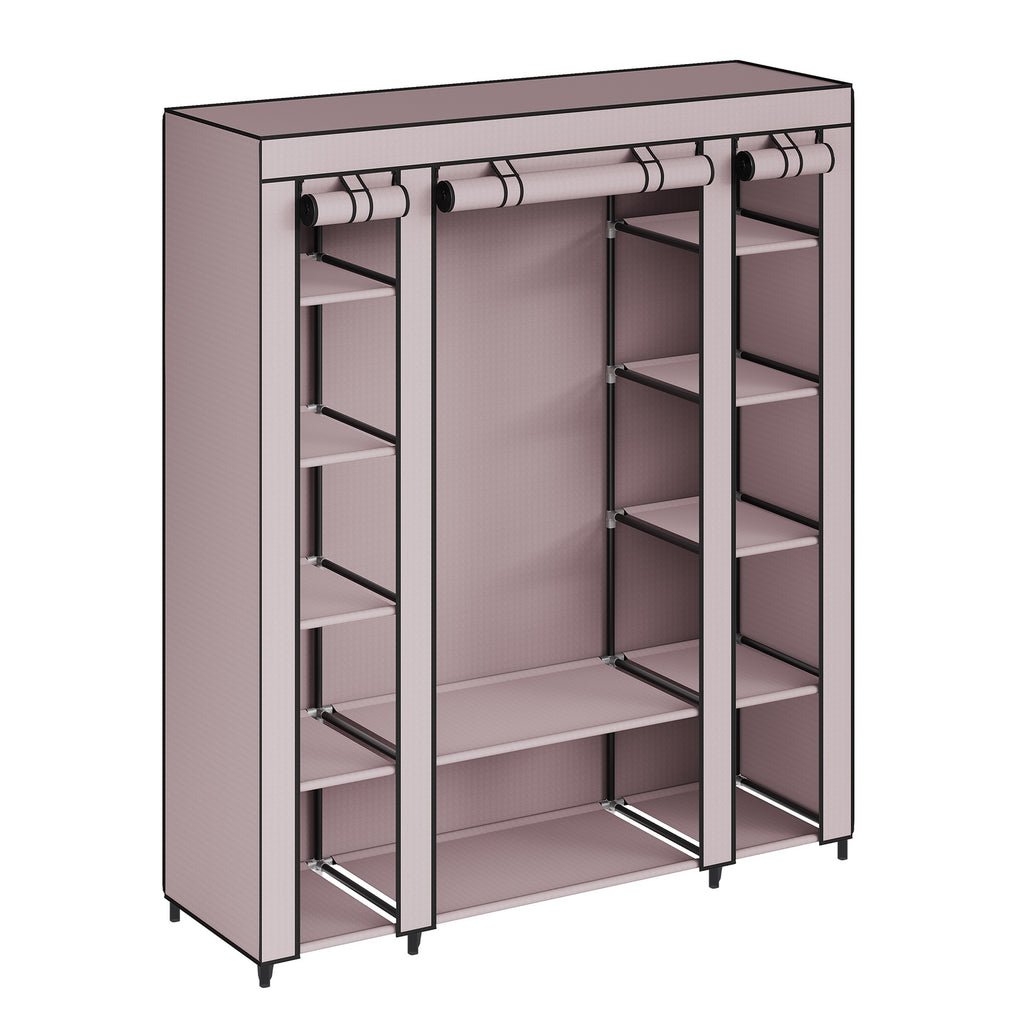 JOYFURNOS Armoire de dressing, armoire portable pour chambre, tringle à vêtements avec housse en tissu, organisateur de rangement pour vêtements, 150 x 45 x 175 cm, violet