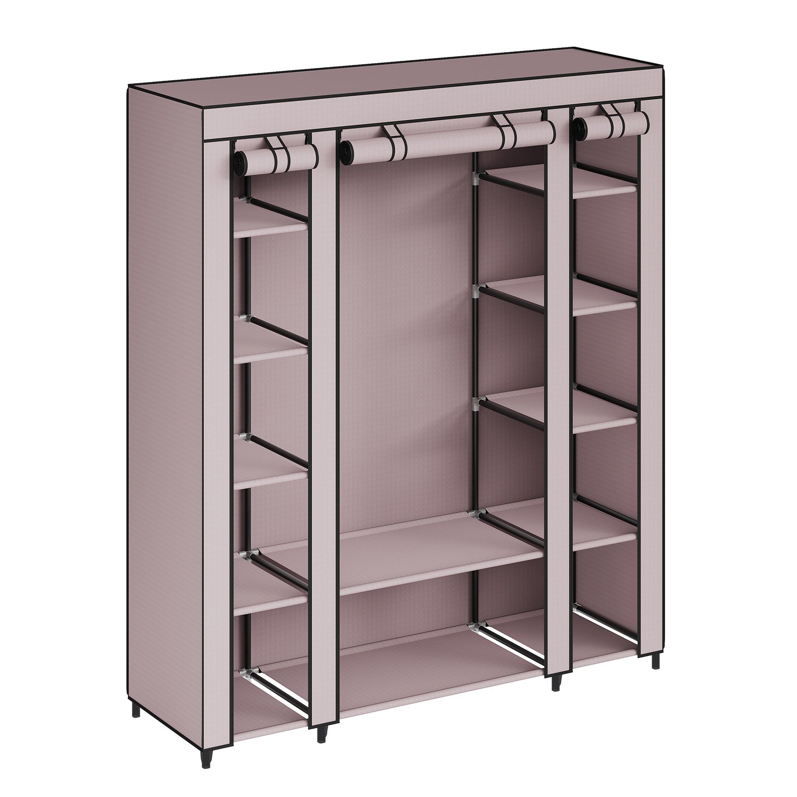 JOYFURNOS Armoire de dressing, armoire portable pour chambre, tringle à vêtements avec housse en tissu, organisateur de rangement pour vêtements, 150 x 45 x 175 cm, violet
