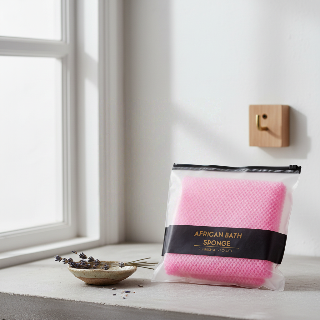GÉNÉRIQUE - Kit d'éponge à filet africain rose avec cordon - 90 g
