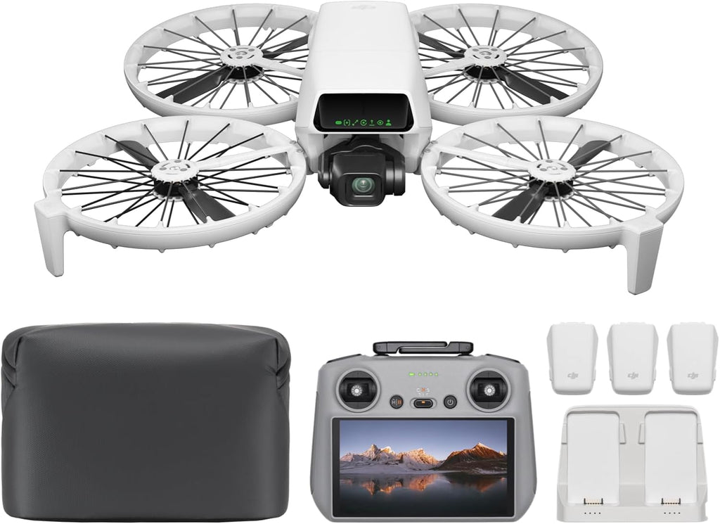DJI Flip Fly More Combo avec Télécommande à écran RC 2, Drone avec Caméra 4K UHD pour adultes, Décollage depuis la paume, Retour automatique, Vol intelligent, 3 batteries pour 93 min d'autonomie de vol