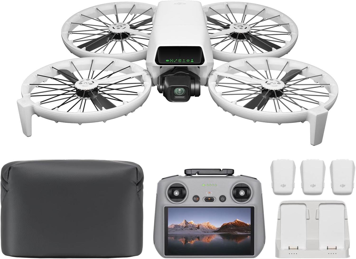 DJI Flip Fly More Combo avec Télécommande à écran RC 2, Drone avec Caméra 4K UHD pour adultes, Décollage depuis la paume, Retour automatique, Vol intelligent, 3 batteries pour 93 min d'autonomie de vol