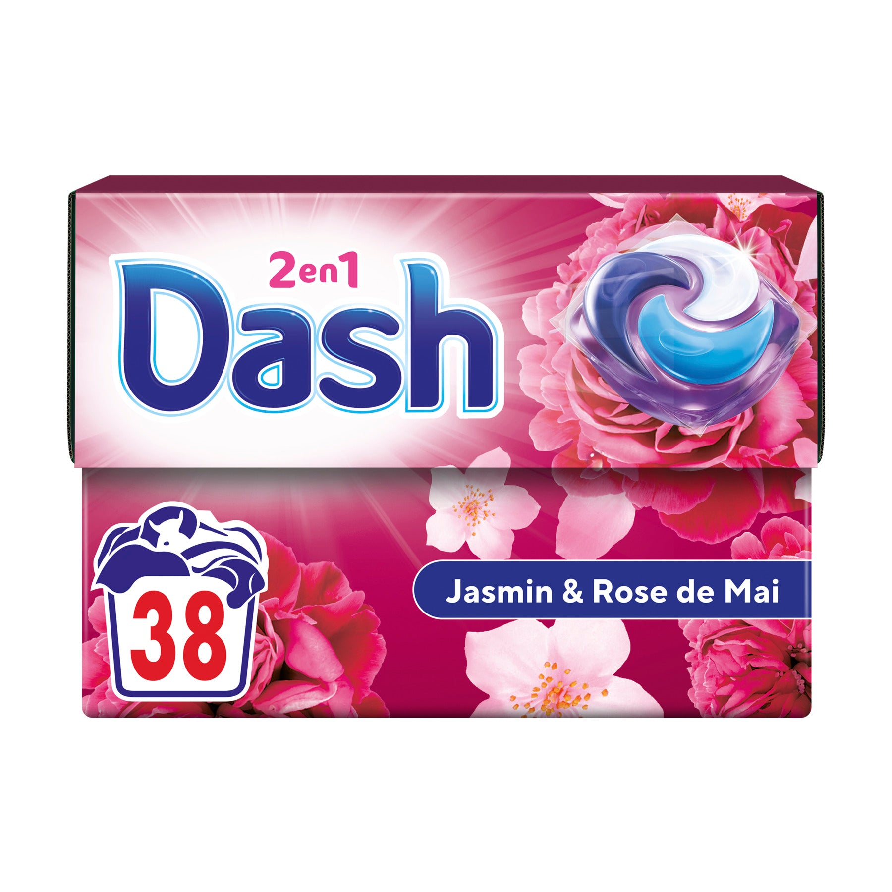 Dash 2 en 1 PODS® Jasmin et Rose de Mai, 38 Doses, Fabriqué en France