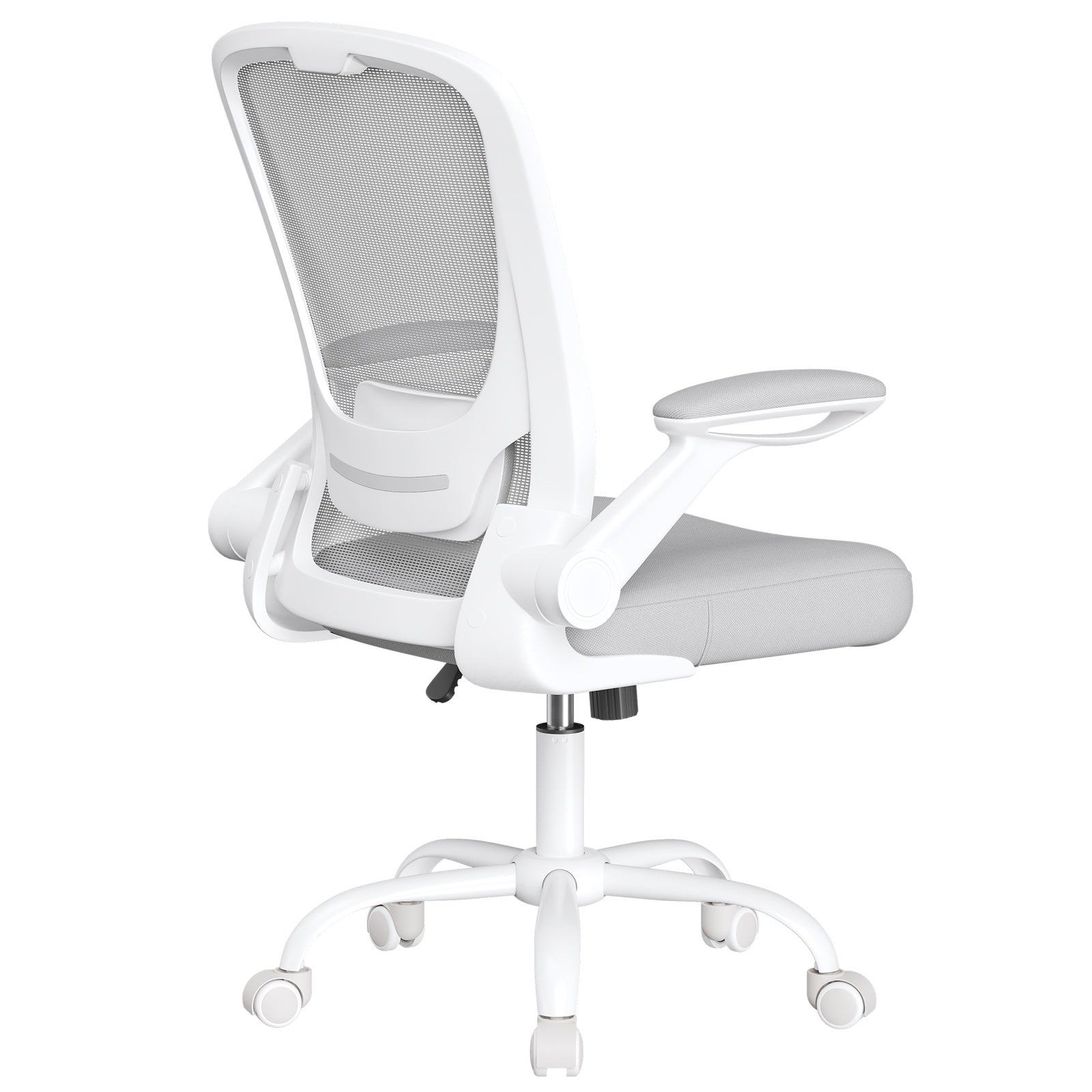 JOYFURNOS Chaise de bureau ergonomique pivotante en mesh, accoudoirs pliants, gris clair