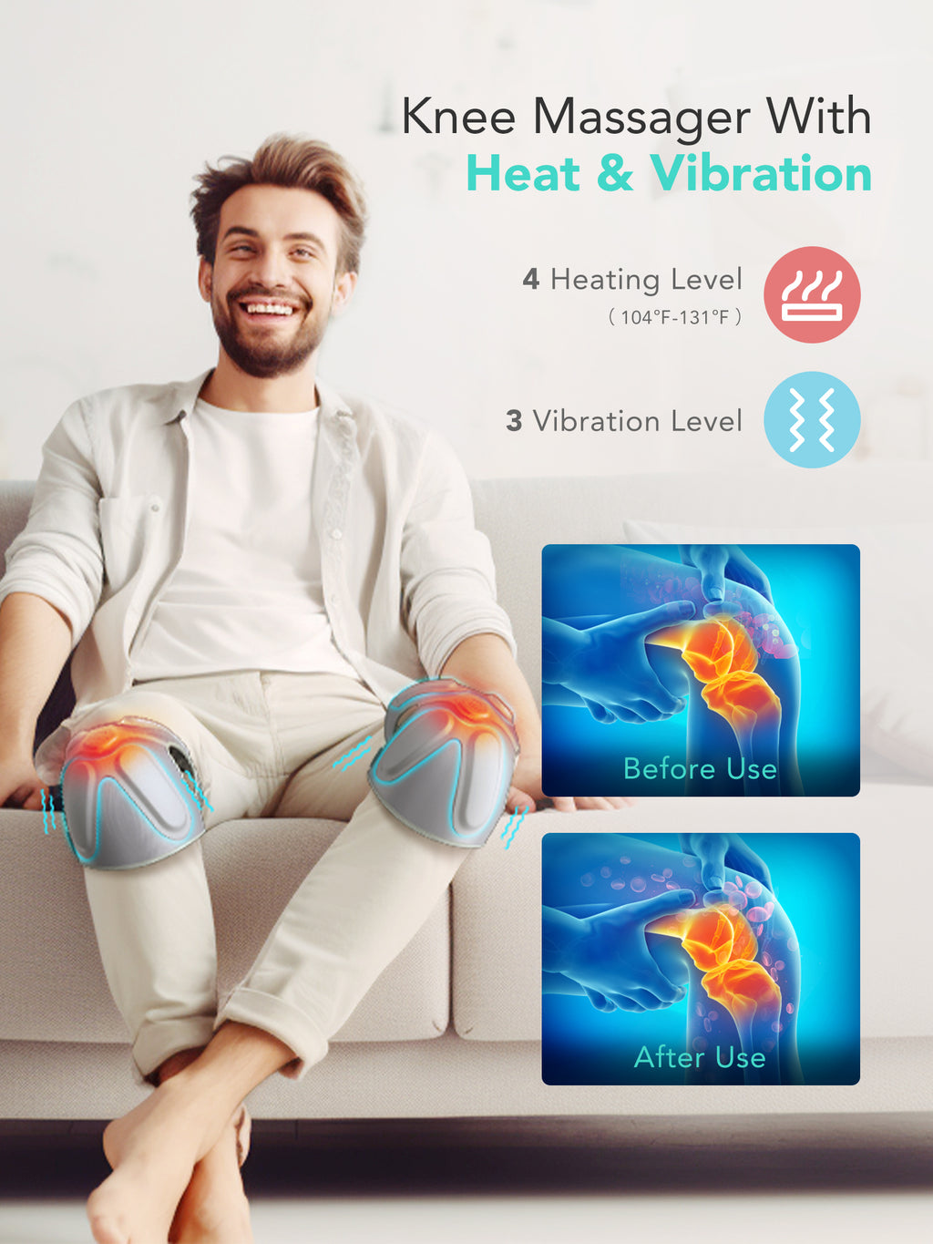 SKG W3 Pro Genouillère chauffante de massage avec fonction de vibration