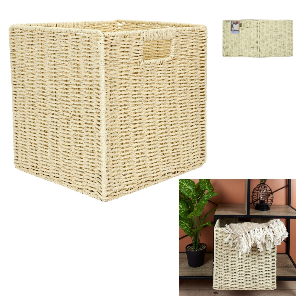 HOME DECO FACTORY Cube de rangement tressé pliable 30 x 30 cm
