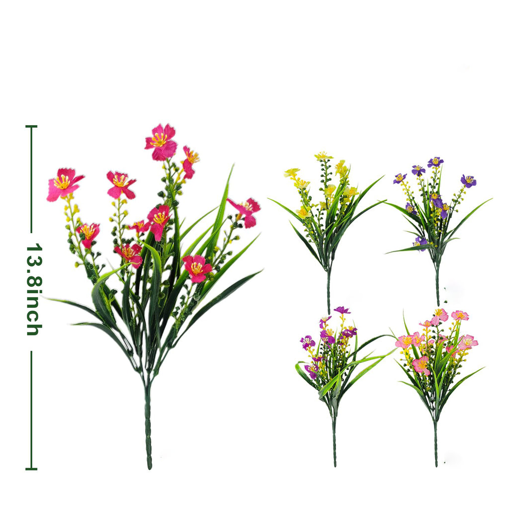 10 Pièces 13,8 in / 35 cm Fleurs Artificielles pour Extérieur Plastique Plante Artificielle Fleur en Soie pour Extérieur Jardin Porche Porte d'Entrée Jardinières Litière de Fleurs Cour