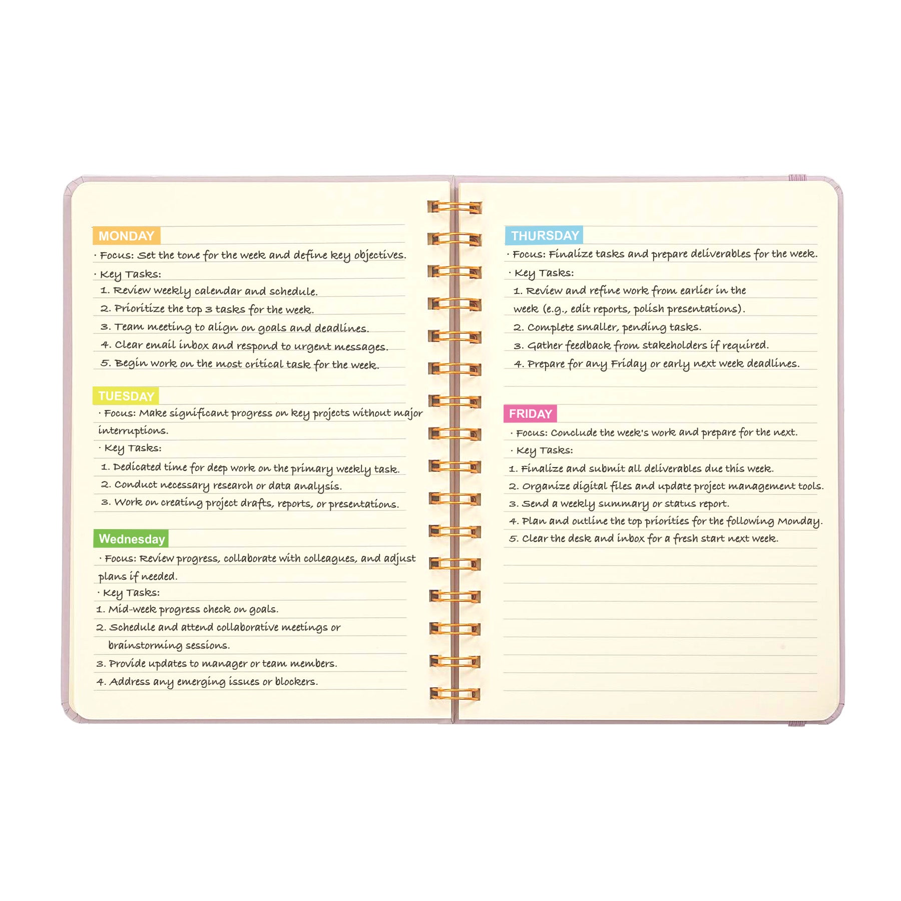 Jubiluu Carnet ligné à spirale A5 couverture rigide - 96 feuilles (papier offset 100 g), avec élastique - Journal ligné crème classique pour écriture, école, bureau et cadeaux - Violet lavande