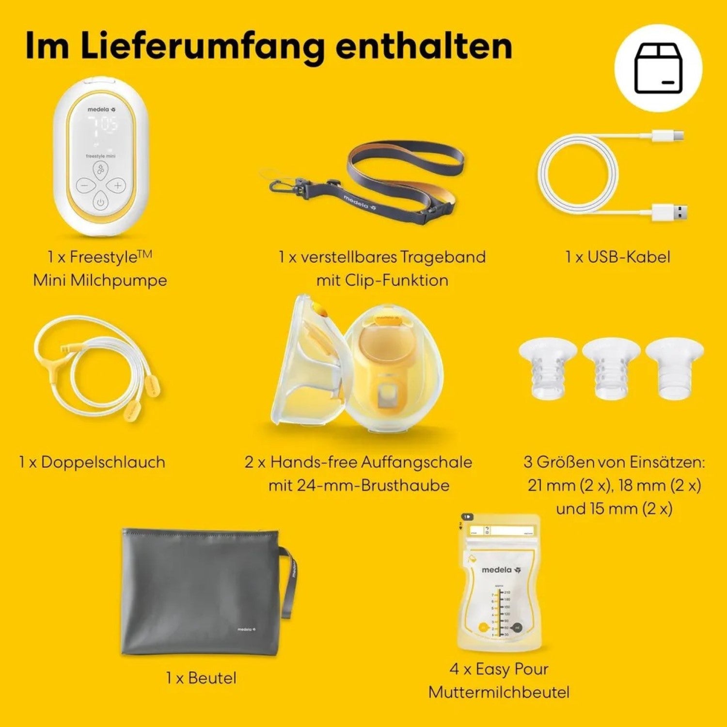 MEDELA Freestyle Mini Hands-Free - Tire-lait électrique double, coquille 24 mm