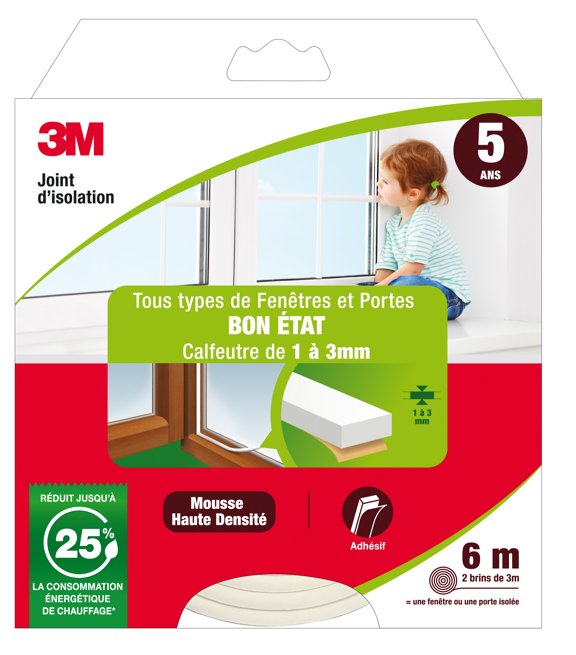 3M Joint Bon état classique Blanc Blanc 6 m