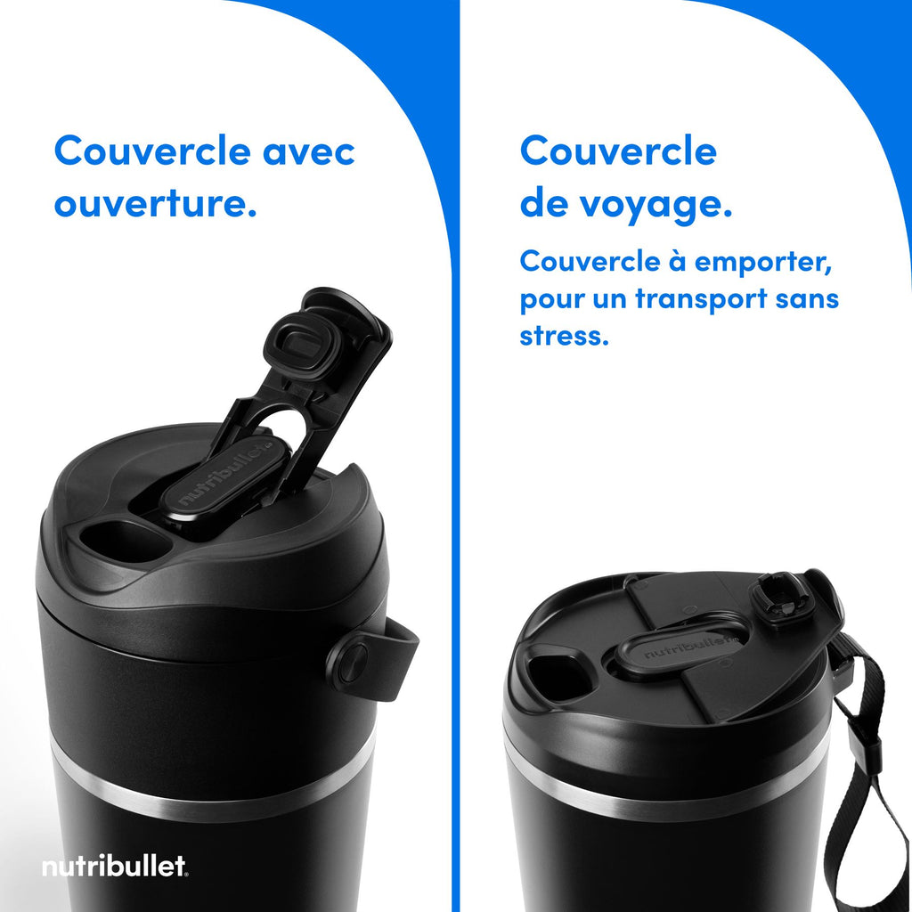 nutribullet Flip, Blender portable avec gobelet isotherme 590 ml, NBP016B, Noir