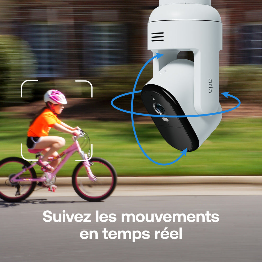 Arlo VMC3283-100PES Caméra de sécurité extérieure filaire Essential 3 2K PTZ WiFi, Kit de 2 caméras Blanc