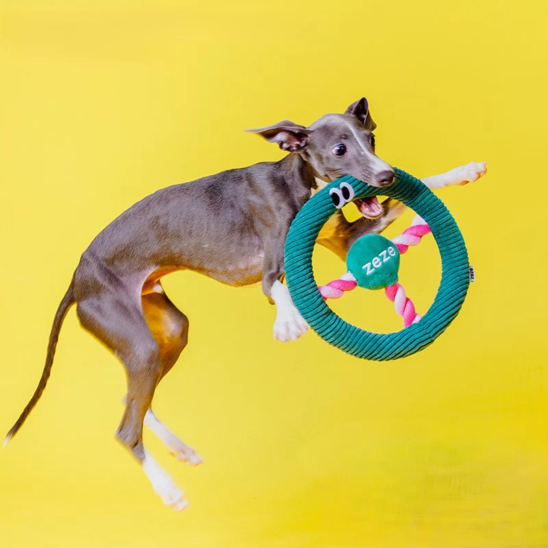 ZEZE Jouet à mâcher avec effets sonores en forme de volant marron pour chiens - 23 x 23 x 3,5 cm