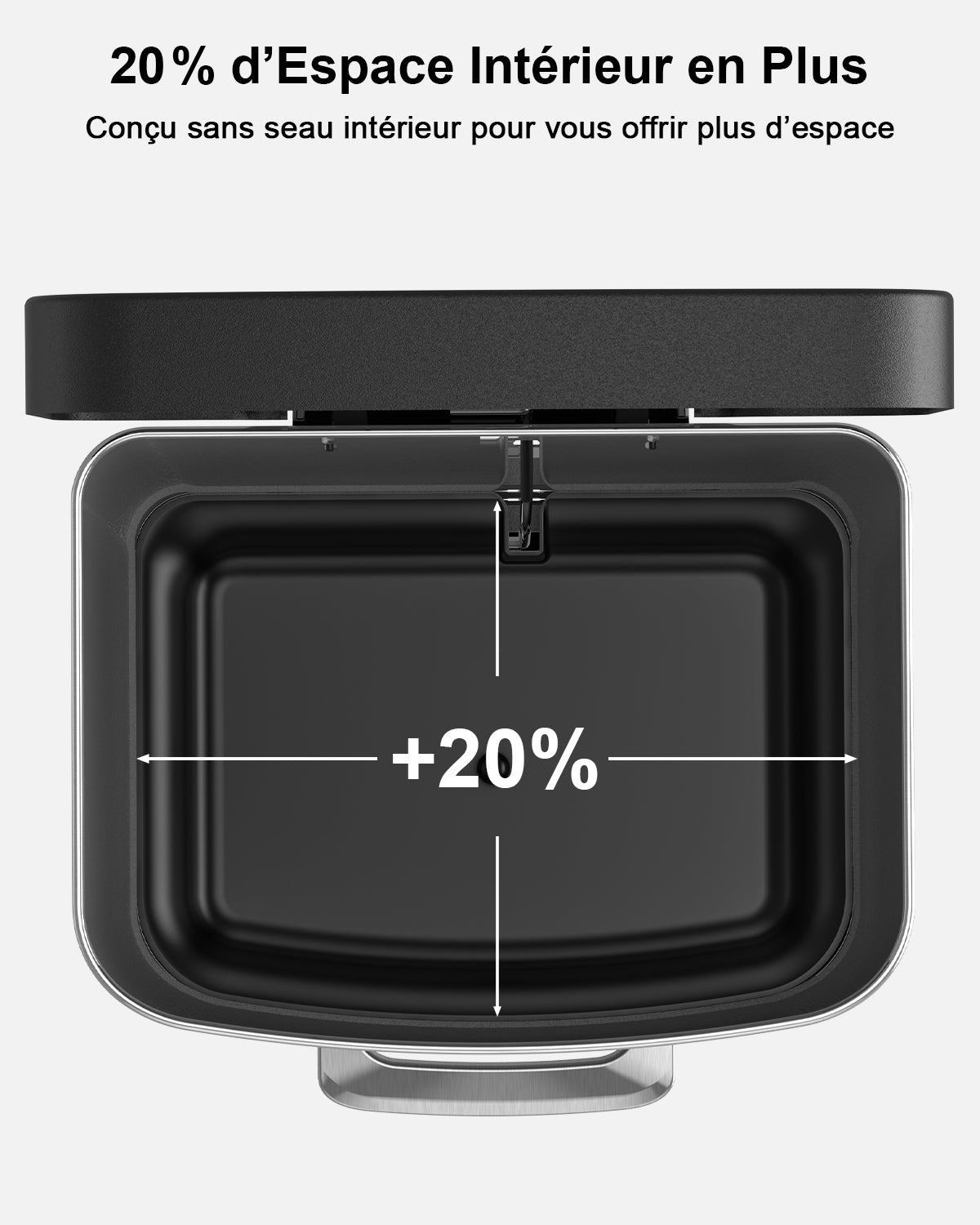 Lovewind Poubelle de cuisine Lovewind, Poubelle en acier inoxydable 16 gallons / 60 litres avec couvercle à fermeture douce, Grand poubelle de cuisine en métal avec bac à liquide amovible, Poubelle de recyclage pour cuisine bureau, Noir