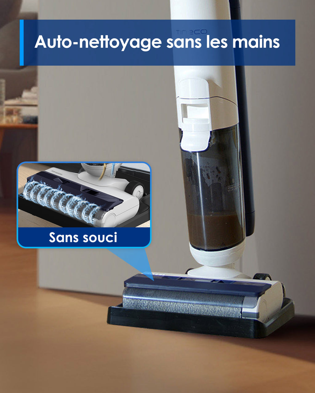 Tineco iFLOOR 5 Breeze Complete Nettoyeur de sols durs sans fil eau et poussière Autonomie de 35 min Nettoyage des bords Auto-nettoyant