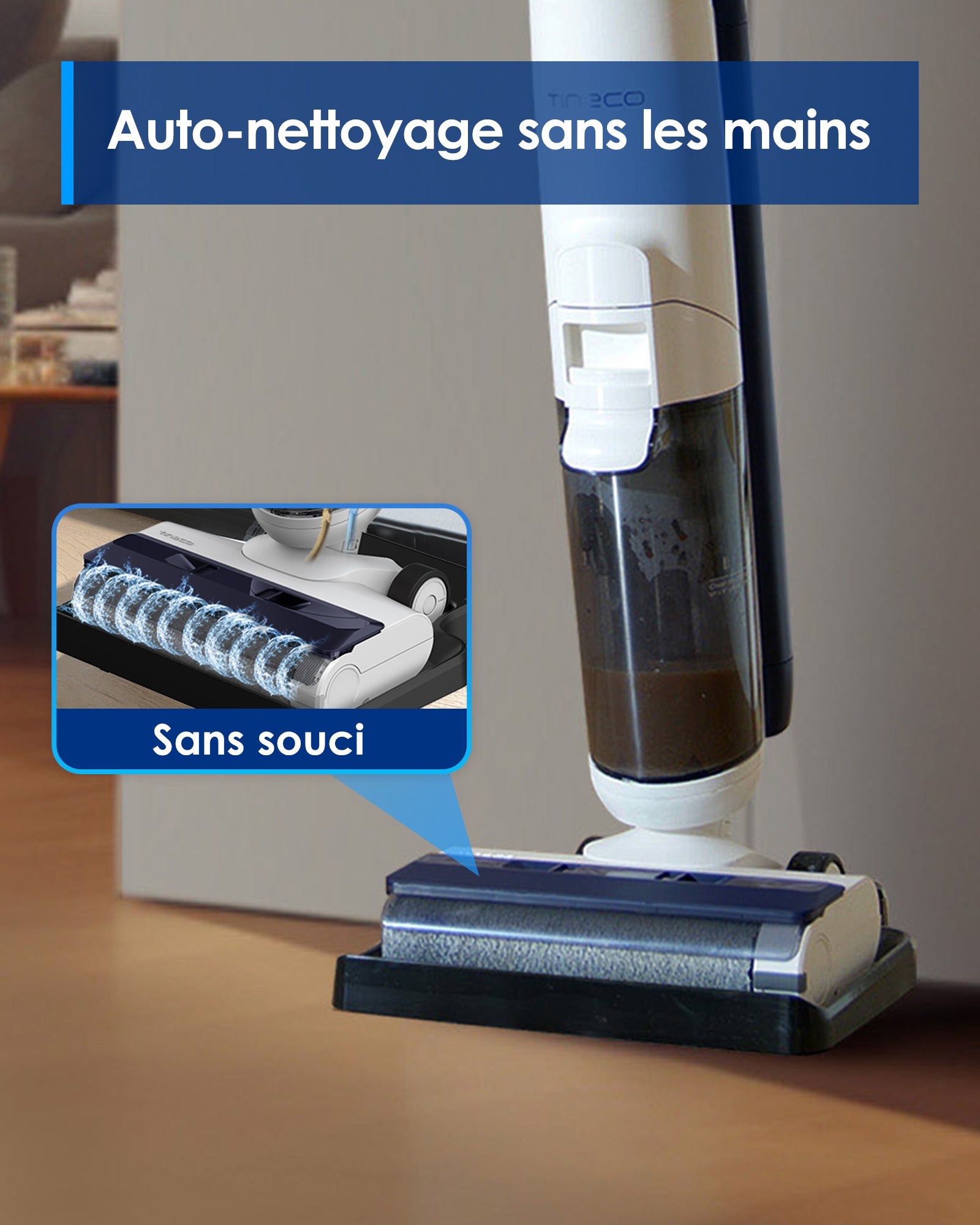 Tineco iFLOOR 5 Breeze Complete Nettoyeur de sols durs sans fil eau et poussière Autonomie de 35 min Nettoyage des bords Auto-nettoyant
