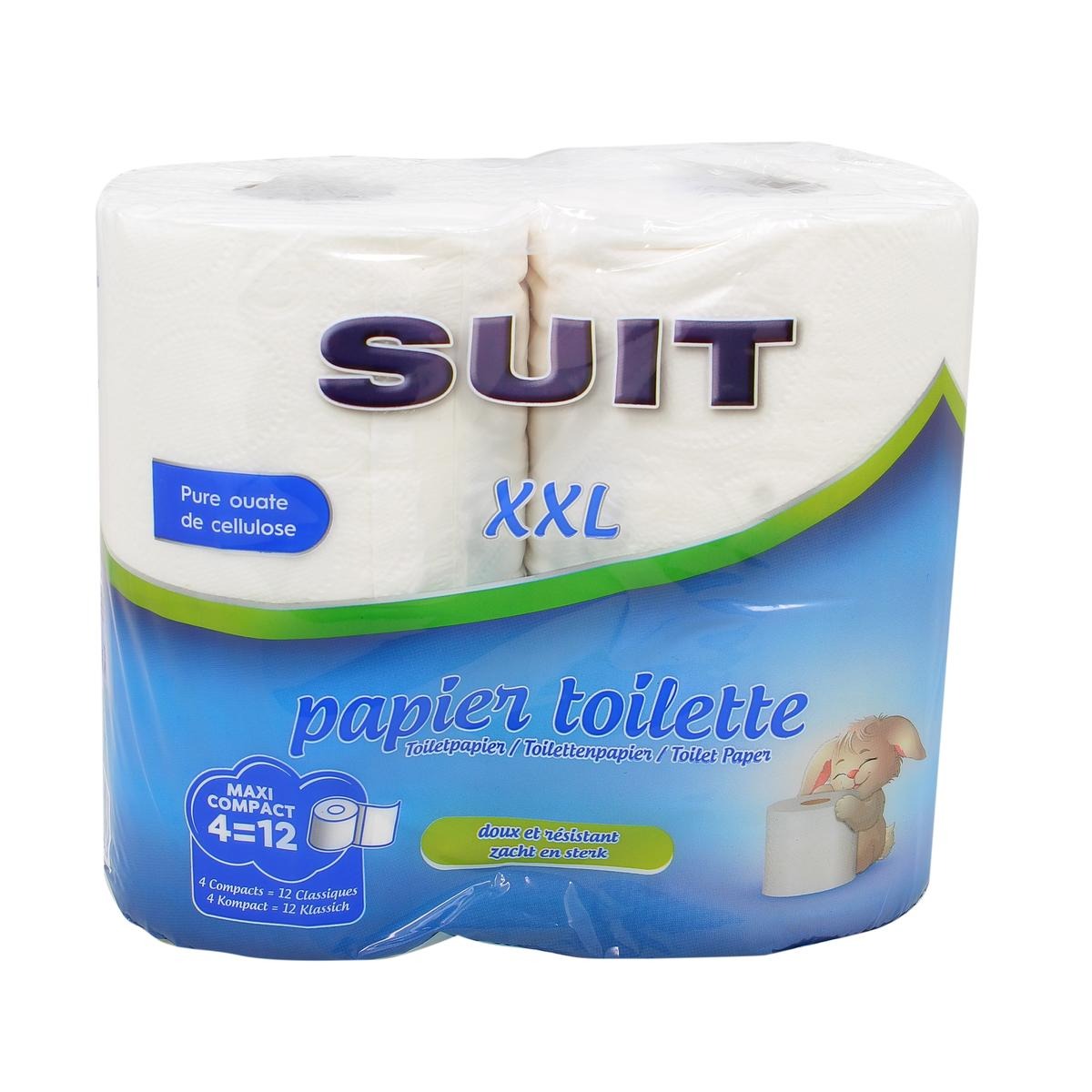 SUIT Papier Toilette Format Compact, 2 Plis, 420 Feuilles par Rouleau, 4 Rouleaux