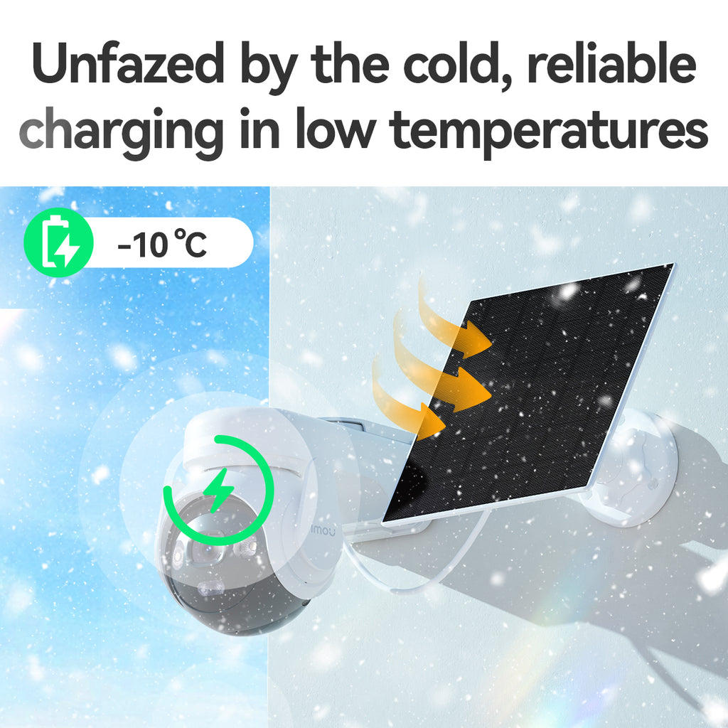 IMOU AOV PT Caméra solaire PTZ extérieure 5 MP 4G, 360°, batterie 10 000 mAh, panneau solaire 5 W, Wi-Fi 2,4 GHz, charge à basse température