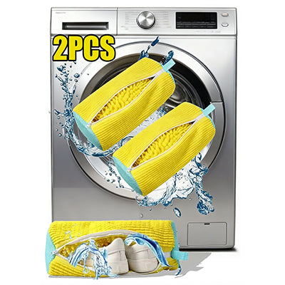 Vilscijon lot de 2 sacs jaunes de lavage pour chaussures et chaussettes spécialement pour machine à laver, pratique et anti-déformation