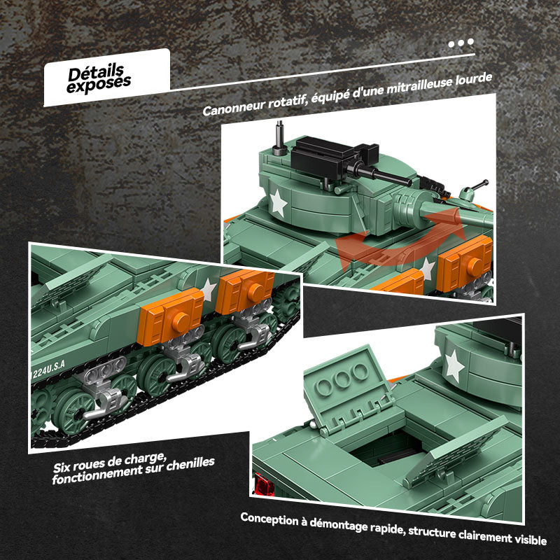 CAYI M4 Tank Sherman 740 Pièces Ensemble de Blocs de Construction pour Bricoleurs