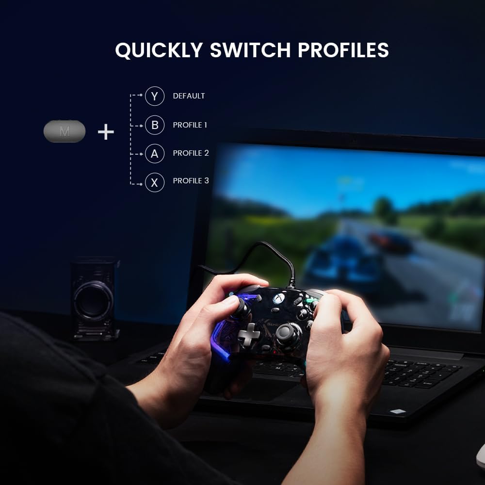 GameSir Kaleid Manette de jeu filaire RGB pour Xbox Series X/S, Xbox One et PC Windows 10/11 - Transparent fumé