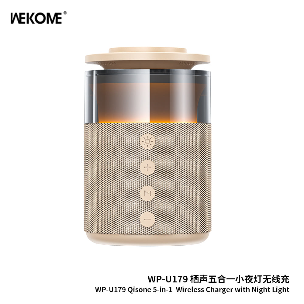 WEKOME Qisong Veilleuse 5-en-1 avec charge rapide sans fil TP-U179 ，Compatible avec les téléphones Apple, Huawei, Samsung et Xiaomi