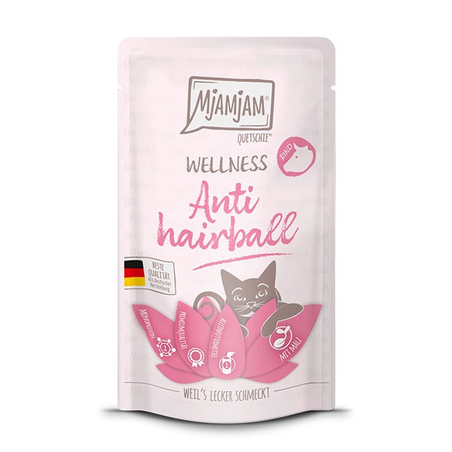 MjAMJAM Nourriture humide pour chat au bœuf contrôle des poils ingérés bien-être 125 g
