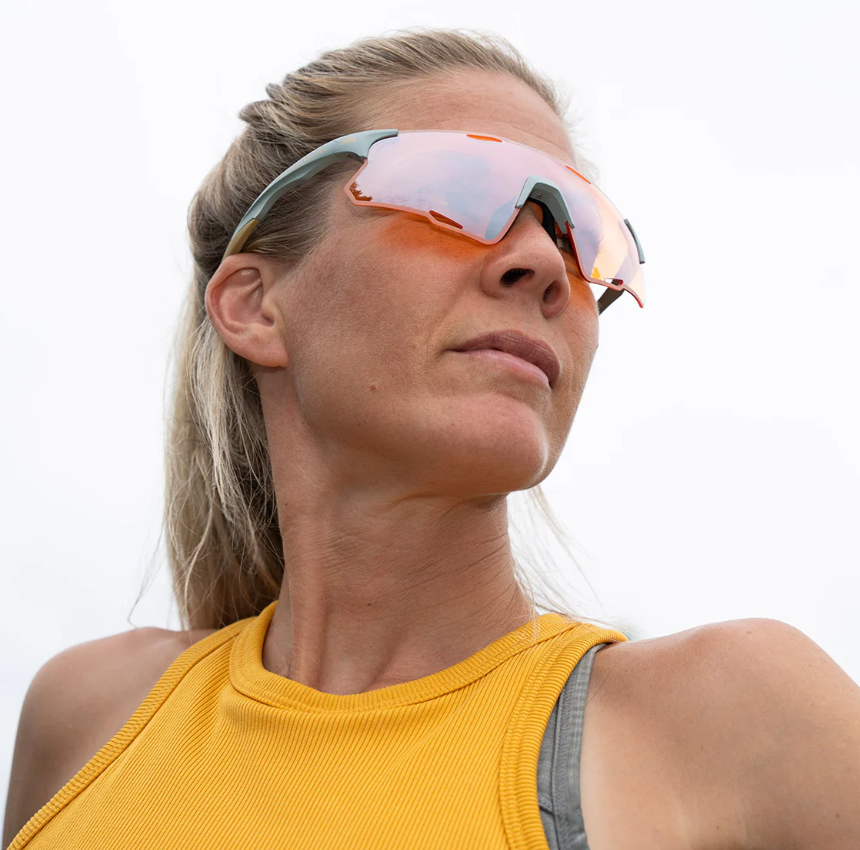 OutdoorMaster LARK SV Lunettes de cyclisme polarisées Ambre Argent