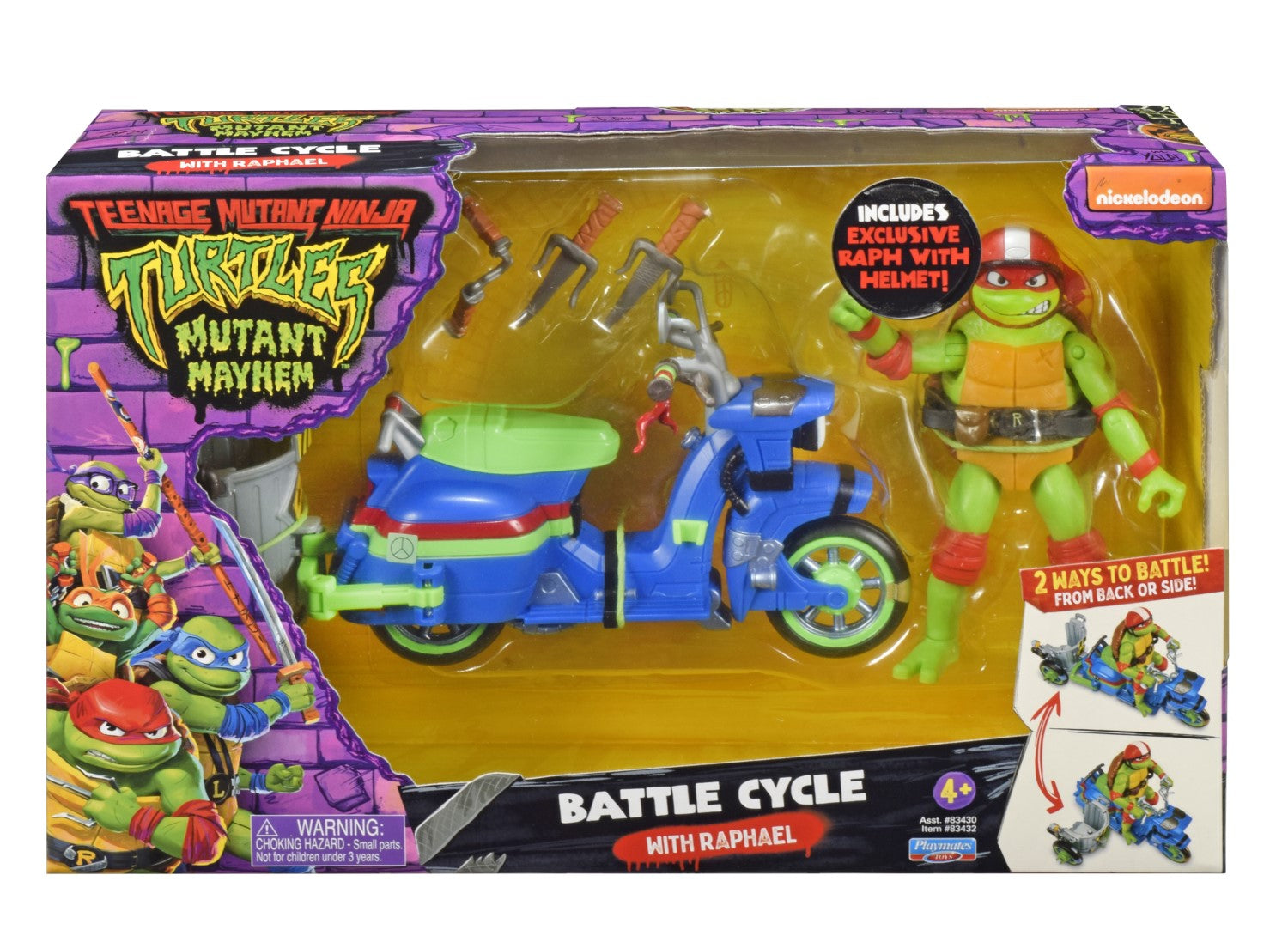 TORTUES NINJA Les Tortues Ninja, Véhicule avec Figurine exclusive de 12 cm, avec fonction combat, Raphael, Jouet pour enfants dès 4 ans, TU8032