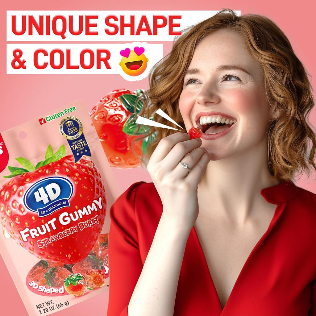 Amos Bonbons gélifiés aux fruits 4D saveur Fraise 65 g