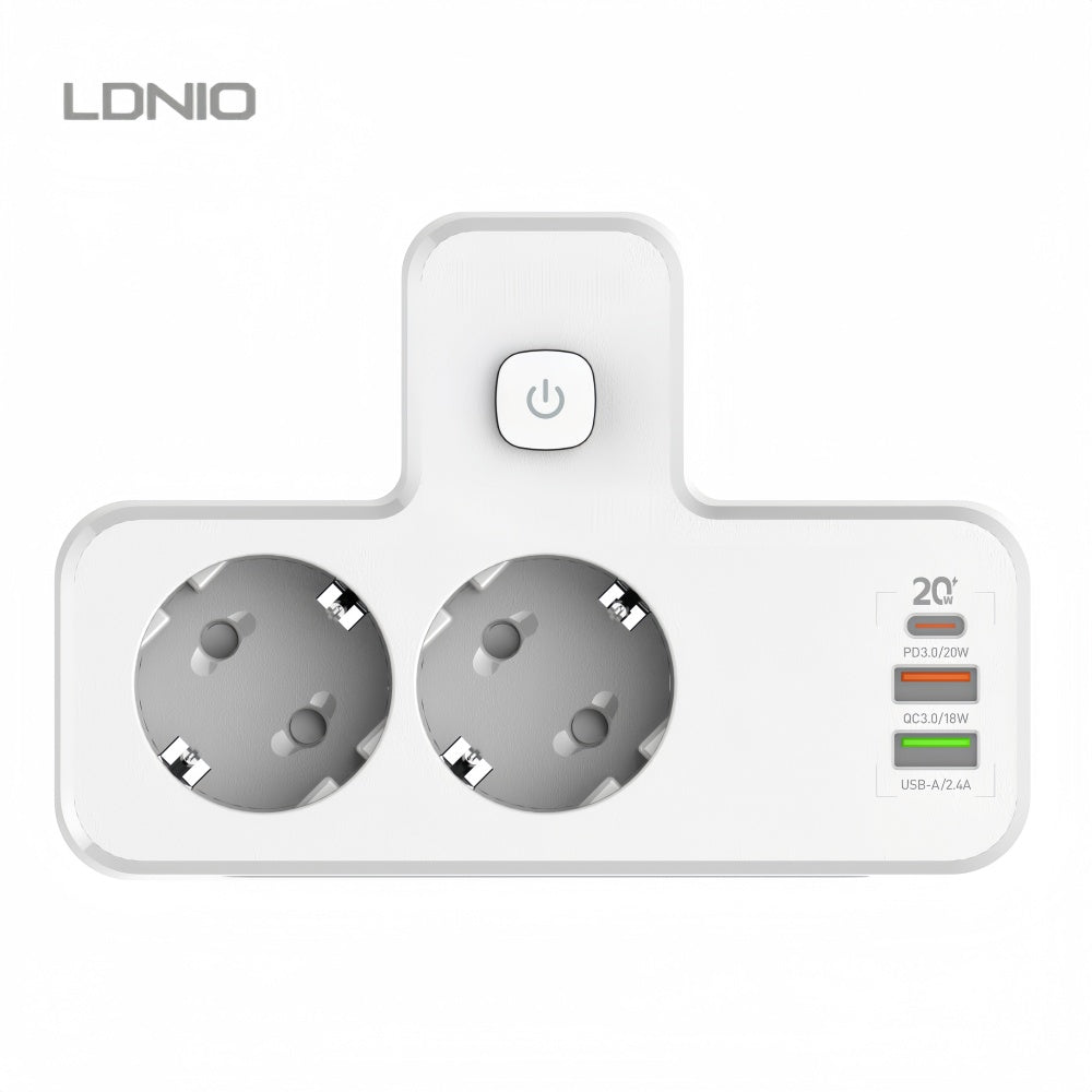LDNIO Multiprise sans fil PD20W avec prise USB multiple et voyant lumineux, adaptateur de voyage multifonction