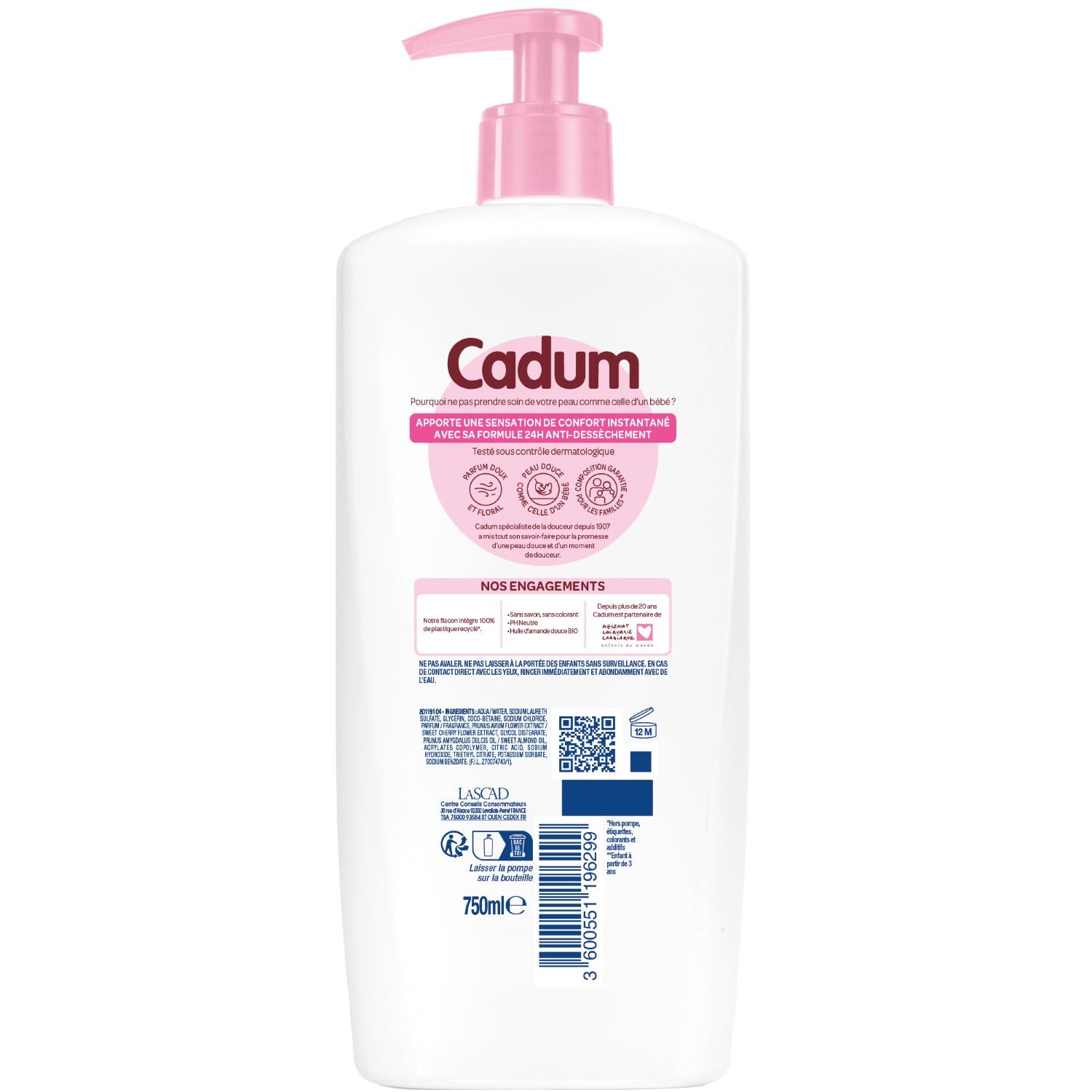 Cadum Maison Douceurs Parfumées Crème Lavante Surdoux Fleur de Cerisier 750ml