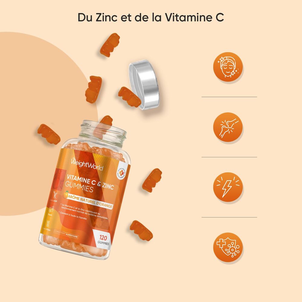 WeightWorld Gommes à la vitamine C et au zinc 200 mg - 120 gommes