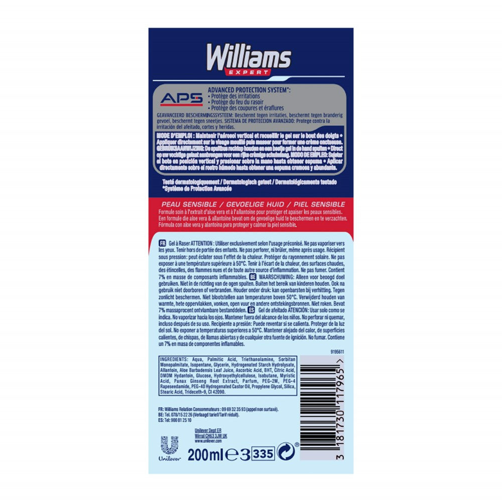 Williams Gel de Rasage Peaux Sensibles 200 ml