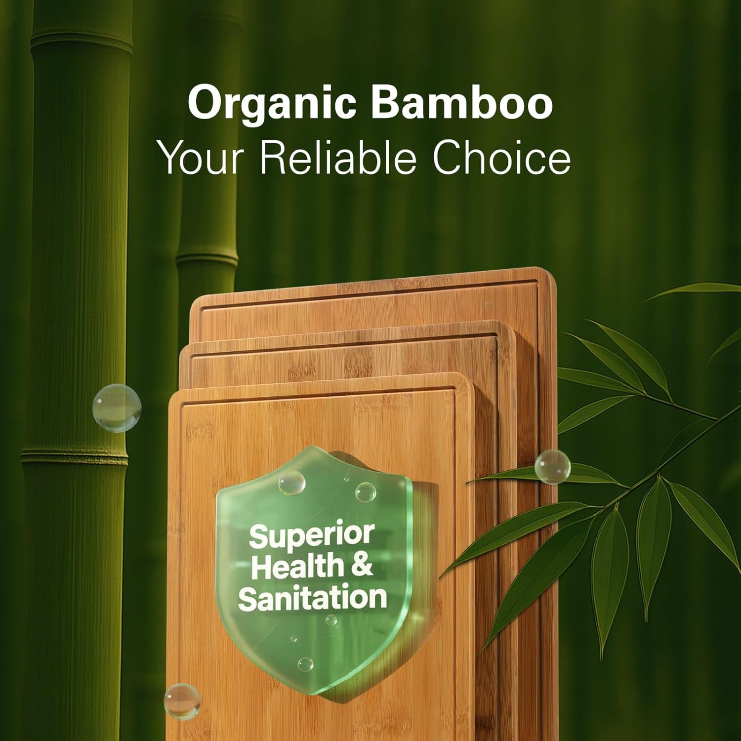 VVM Planches à découper en bambou carbonisé robuste - XL