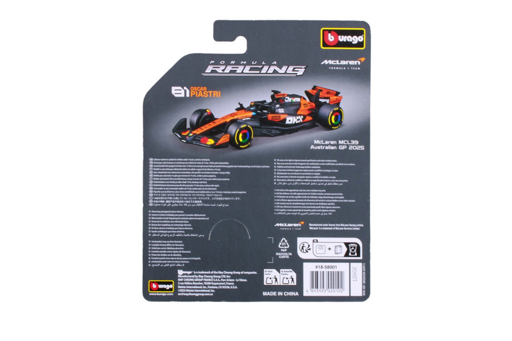 Bburago 1/64 Racing - F1 2025 McLaren MCL39 GP d'Australie #81 O.Piastri