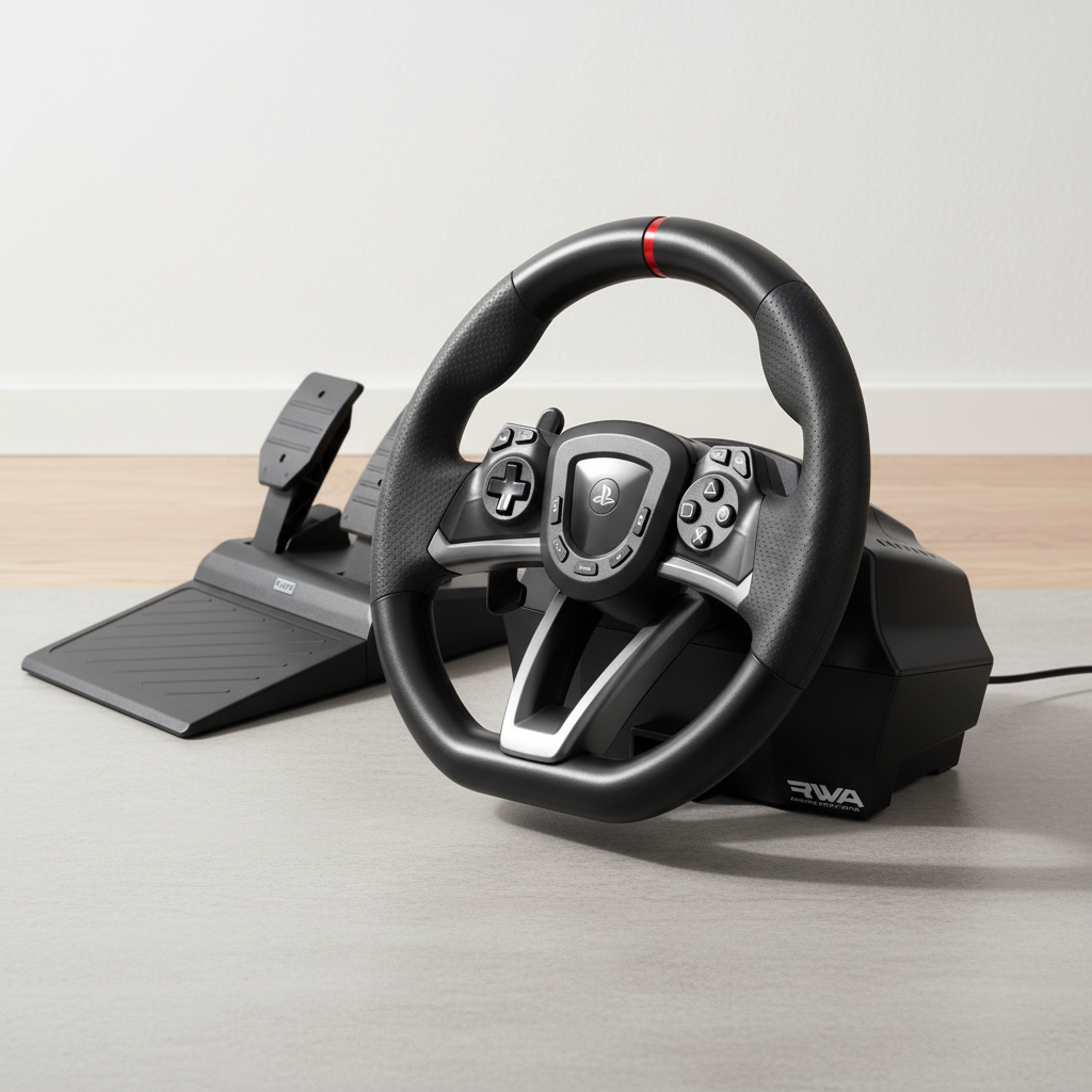 Hori Volant de Course Apex pour PC/PS4/PS5 - Pédales incluses - Licence officielle Sony - Noir