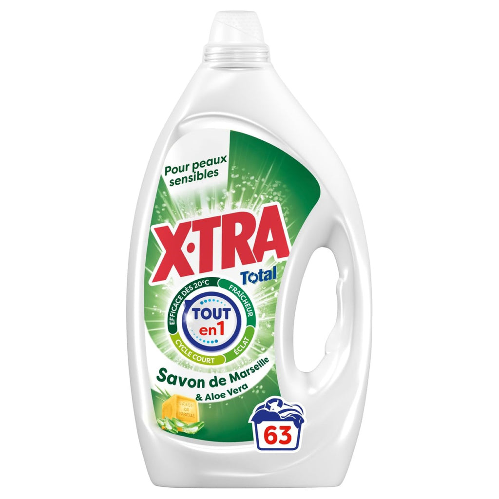 X-TRA Total Lessive liquide au savon de Marseille et aloe vera 63 lavages