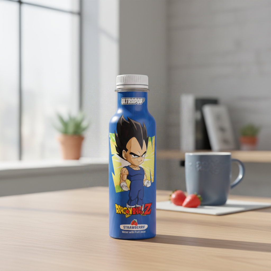 ULTRAPOP Dragon Ball Z Vegeta Boisson aromatisée jus de fruit saveur fraise - 33 cl