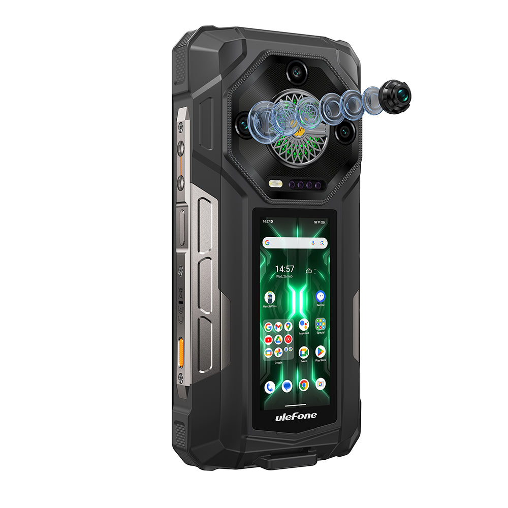 Ulephone Armor 33 Pro 5G Téléphone Rugged Double Écran, Écran 6,95" FHD 120 Hz + 3,4", 25500 mAh (66 W) 32 Go + 512 Go, 50 MP + 50 MP + 64 MP + 32 MP, Infinite Halo, Haut-Parleur 118 dB Double SIM, NFC