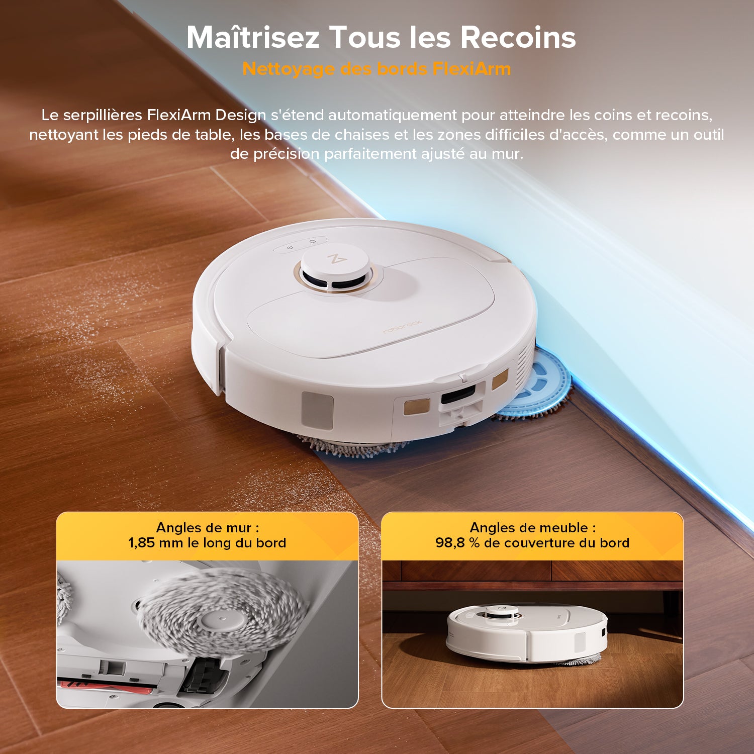 Roborock Aspirateur robot Qrevo S5V blanc avec station, aspiration 12000 Pa, serpillières FlexiArm, double anti-enchevêtrement, séchage à l’air chaud
