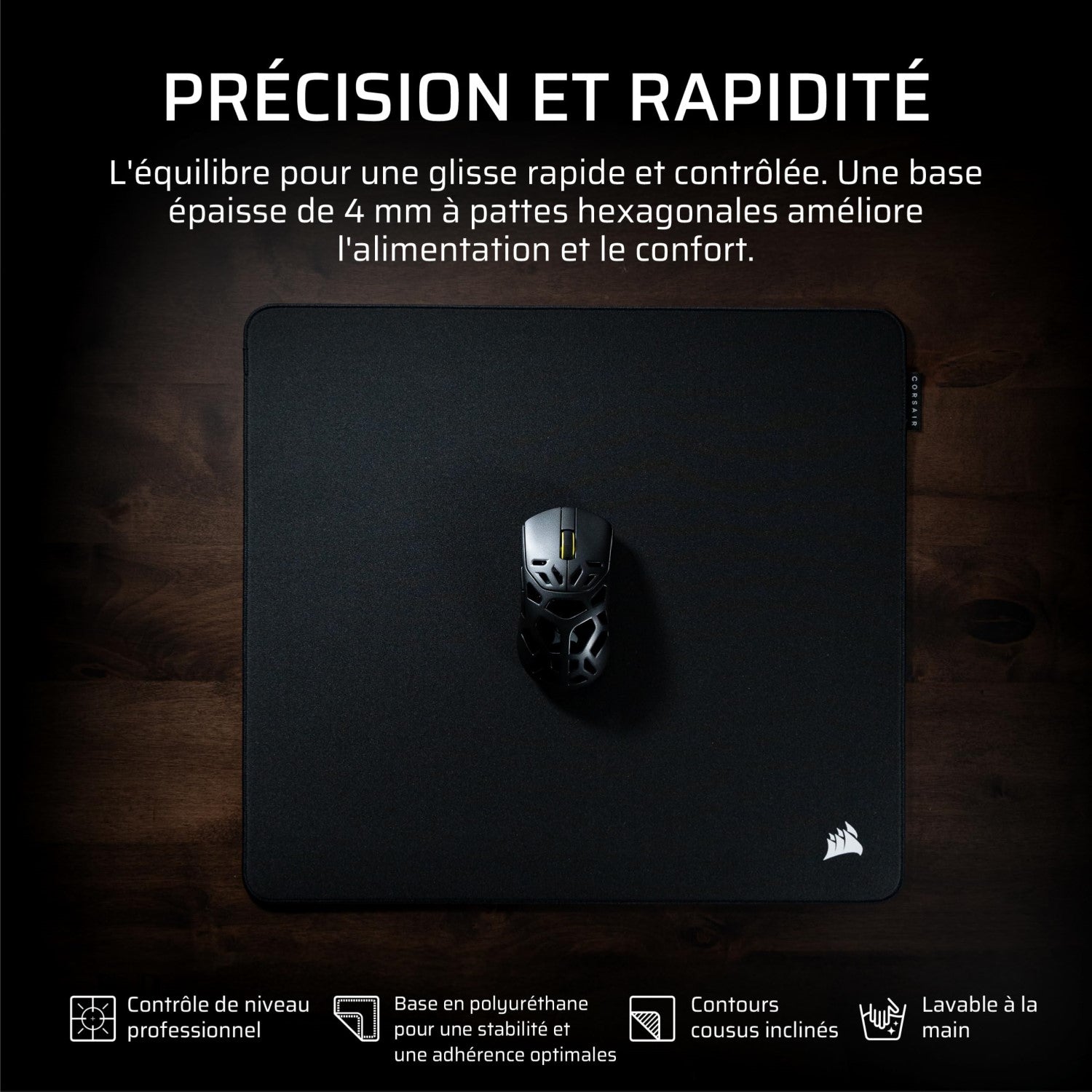 Corsair MM PRO Tapis de Souris Gaming 36x30 cm Surface Contrôle - gris