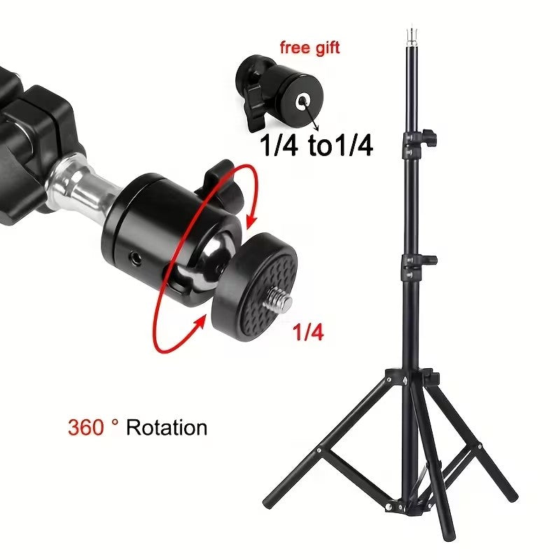 Support de Projecteur 1,6 m Trépied Pliable à l'Envers en Métal avec Support de Téléphone Mobile Intégré, Support de Sol Réglable Multifonctionnel Compatible avec Projecteur