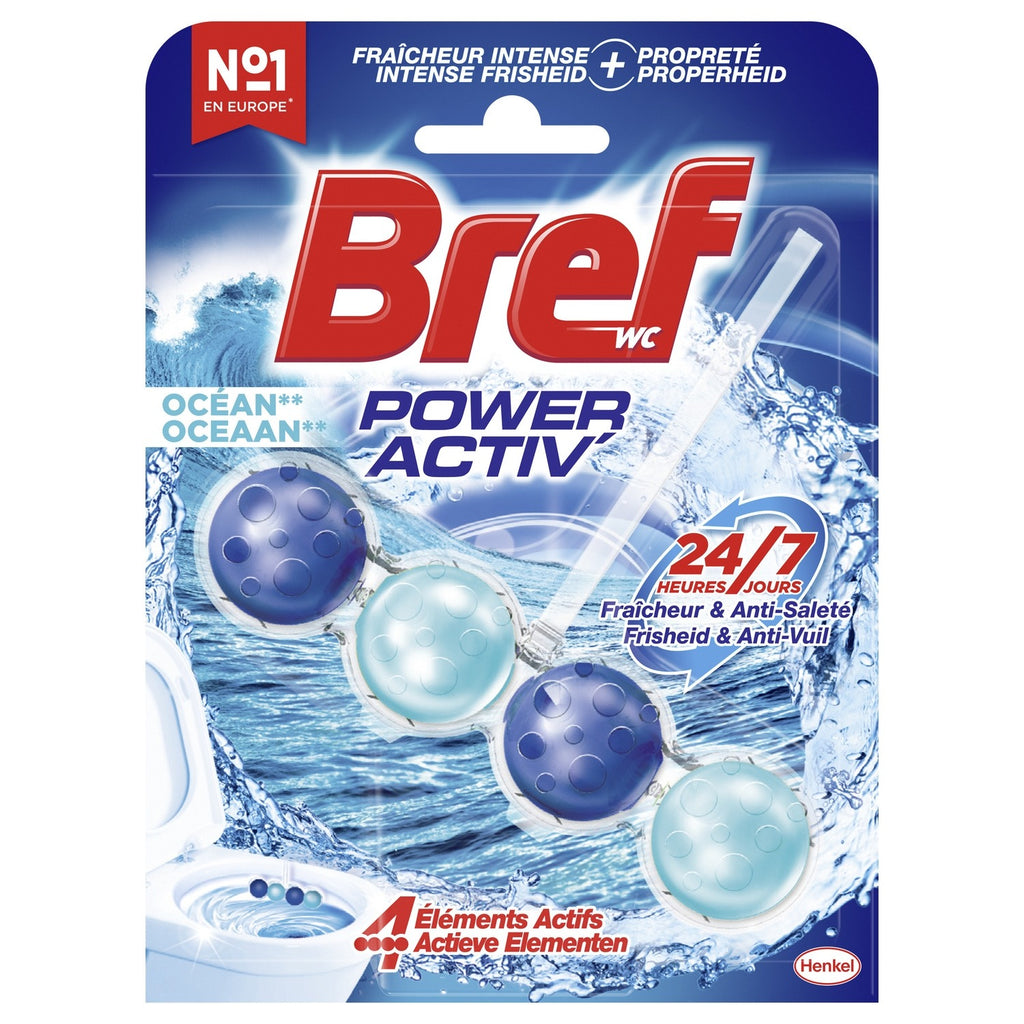 BREF Power Activ Bloc WC anticalcaire et anti-odeurs Océan 50 g